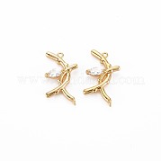 Brass Micro Pave Clear Cubic Zirconia Connector Charms KK-S356-733