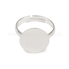 Ottone basi anello pad,  piombo e cadmio libero, regolabile, colore argento placcato, 14mm