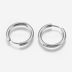 Accesorios para aretes de aro huggie de acero inoxidable 304 resistentes al deslustre, color acero inoxidable, 20x20.5x2.5mm, 10 diámetro, pin: 0.9 mm