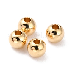 Abalorios de latón, sin plomo y cadmio, Plateado de larga duración, redondo, real 24k chapado en oro, 3.5mm, agujero: 1.3 mm