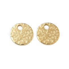 Dijes de acero inoxidable 304, textura, charms planas redondas, real 14k chapado en oro, 6x0.5mm, agujero: 1.2 mm
