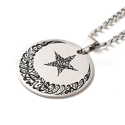 Colliers pendentifs en acier inoxydable et émail lune et étoile 201&nbsp;NJEW-D066-06P