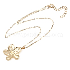 Halskette mit Blumenanhänger aus einer Legierung und Eisenkette für Damen&nbsp;NJEW-A066-01G