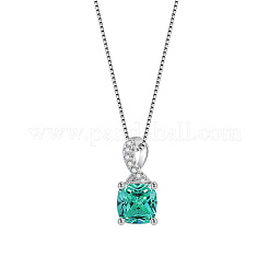 Collane a catena a scatola con ciondolo in argento sterling con zirconi cubici e pavé quadrato 925&nbsp;WG8F2D6-04