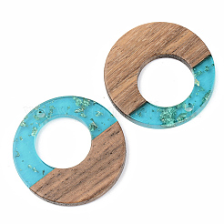 Pendenti in resina trasparente e legno di noce&nbsp;RESI-S389-036A-B03