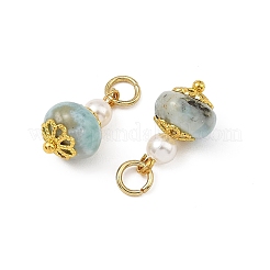Anhänger aus natürlichem Larimar und Muschelperlen&nbsp;PALLOY-JF05955