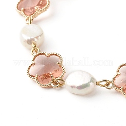 Pflaumenblüten-Blumen-Glasglied-Armbänder für Teenager-Mädchen-Frauen&nbsp;X1-BJEW-TA00017