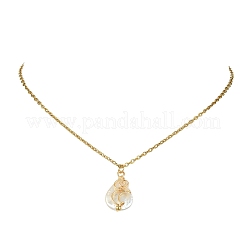 Collana da donna con ciondolo a goccia di luna in perla keshi barocca naturale e catena satellite in acciaio inossidabile 304.&nbsp;NJEW-JN06175