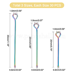 90 Stück 3 Stile Ionenbeschichtung (IP) 304 Edelstahl-Augenstifte&nbsp;STAS-DC0011-29