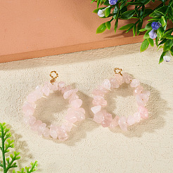 2 colgante de cuentas de cuarzo rosa natural&nbsp;PALLOY-TAC0232-02