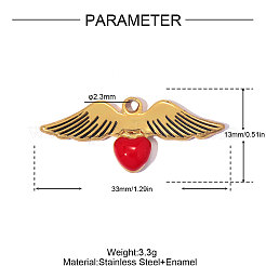 Anhänger aus Edelstahl 304 mit roter Emaille&nbsp;SA-OY001-33G