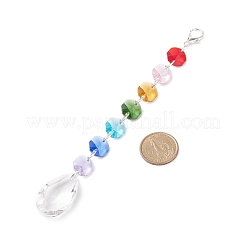 Decorazioni pendenti con perline di vetro ottagonale placcato&nbsp;HJEW-JM00737-03