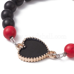 Bracciale a maglie a cuore in lega smaltata&nbsp;BJEW-JB09999-01