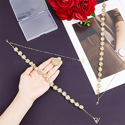 2 Stück Cup-Kette aus Blumenlegierung mit Strassen und Figaro-Kette aus Messing&nbsp;HJEW-GA00057