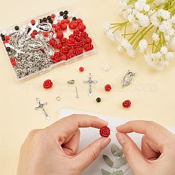 DIY-Set zur Herstellung einer Halskette aus Religions- und Rosenperlen&nbsp;DIY-FH0004-05