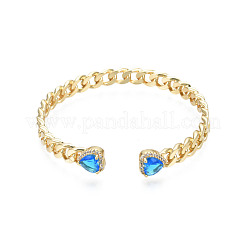 Bracciale rigido a cuore aperto con zirconi cubici&nbsp;BJEW-N012-016-B