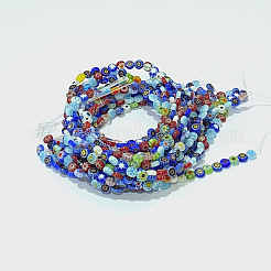 Handmade Millefiori Glasperle flach rund Stränge&nbsp;X-LK-P010-03