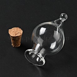 Ornement de bouteilles de liège en verre en forme de larme&nbsp;LS-AJEW-A039-01B