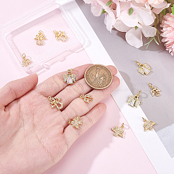 12 Stück 4 Stile Messing Micro Pave Zirkonia Charms&nbsp;KK-GA0001-73G