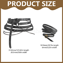 2 ceinture vintage en similicuir à 2 styles avec chaîne gourmette en alliage et pompon&nbsp;AJEW-HY0003-02A