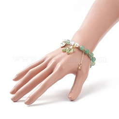 Juego de pulseras elásticas con cuentas de perlas y piedras preciosas mixtas naturales redondas de 4 Uds. 4 estilos&nbsp;BJEW-TA00191