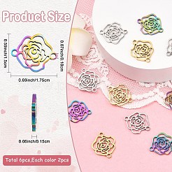 6 Stück 3 Farben 304 Edelstahl-Anschluss-Charms&nbsp;STAS-YW0011-30