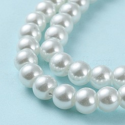 Perle sfuse rotonde di vetro bianco per creazione artigianale di gioielli con collana&nbsp;X-HY-8D-B01