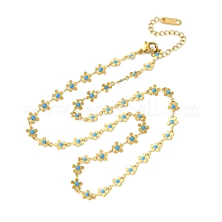 Colliers à maillons en acier inoxydable 304 avec fleurs pour femmes&nbsp;NJEW-M107-01G