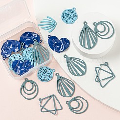 24 stücke 6 stil blaue serie sprühlackierte legierung anhänger&nbsp;FIND-LS0001-62