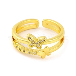 Anelli da donna aperti con micro pavé di zirconi cubici trasparenti in ottone a farfalla&nbsp;RJEW-U003-06G