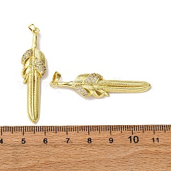 Pendentifs avec zircon cubiques à micro-pavés en laiton&nbsp;KK-F911-21G