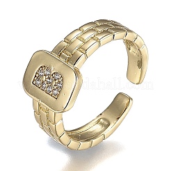 Anelli di polsino in zircone chiaro con micro pavè di ottone&nbsp;RJEW-H538-02G-B
