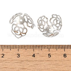 Tappi di perline fiore in ottone placcati in rack&nbsp;KK-K381-03P