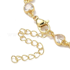 Herzförmige Gliederkettenarmbänder aus Messing mit Zirkonia-Pavé für Damen&nbsp;BJEW-P385-07G-02