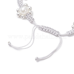 Geflochtene Armbänder aus ABS-Kunststoff mit Imitationsperlen und galvanisierten&nbsp;BJEW-JB12916