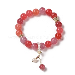 10.5 mm runde elastische Armbänder aus gefärbten Naturedelsteinen und Naturperlen&nbsp;BJEW-C068-09G