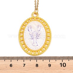 Collana con ciondolo a forma di gamberetto in lega acrilica a tema oceano e catena a maglie in acciaio inossidabile 201 per donna&nbsp;NJEW-F369-01B