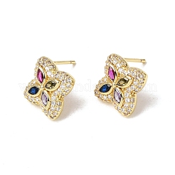 Pendientes de tuerca de circonio cúbico con micro pave de latón&nbsp;KK-CBA8324-25G-01