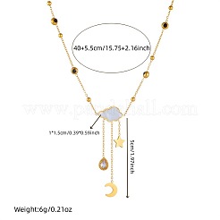 Collier pendentif en acier inoxydable 304 serti de zirconiums cubiques transparents et orné d'un nuage&nbsp;FS-WG2EBDD-01