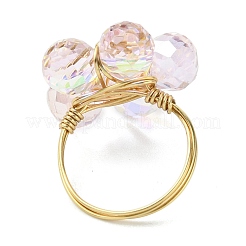 4 Stück 4 Farben Glasblumen-Fingerringe&nbsp;RJEW-JR00825-02