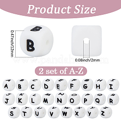 52 Stück 26 Arten Würfel Buchstaben Silikonperlen&nbsp;SIL-PA0001-26