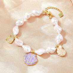 Pulseras con dijes en forma de concha de ciruela&nbsp;KK-CBA68DA-06G