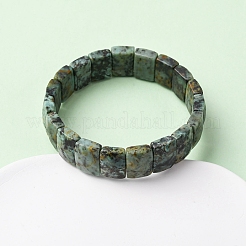 Rechteckige Stretch-Armbänder aus natürlichen afrikanischen und türkisfarbenen Perlen für Damen und Herren&nbsp;BJEW-Z149-01A