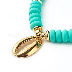 Ensemble de bracelets extensibles à breloques en zircone cubique en forme de coquille pour adolescentes femmes&nbsp;BJEW-JB06850-04
