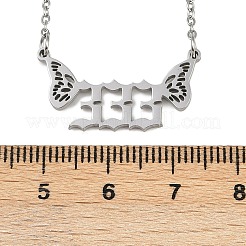 Colliers pendentifs numéro 333 en acier inoxydable 201 avec ailes de papillon&nbsp;LS-NJEW-P332-01A-P