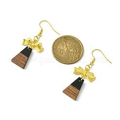 Orecchini pendenti in resina e legno di noce&nbsp;EJEW-JE05507-02