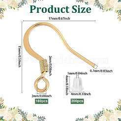 160 crochet de boucle d'oreille français en acier inoxydable 304&nbsp;STAS-ME0001-53G