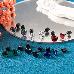 12 Stück Ohrstecker mit Zirkonia-Diamanten in 6 Farben&nbsp;EJEW-TA0001-09