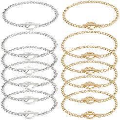 12 Stück 2 Farben 304 Edelstahl verdrehte Panzerketten Armbänder&nbsp;BJEW-SC0001-61