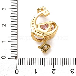 Pendentifs en laiton micro pavé de zircons cubiques roses&nbsp;LS-CU-CBA97F2-10G